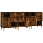 Aparadores 3 uds madera contrachapada roble ahumado 60x35x70 cm de , Aparadores - Ref: Foro24-3185740, Precio: 201,82 €, Desc...