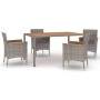 Set comedor de jardín 5 piezas con cojines ratán sintético gris de , Conjuntos de jardín - Ref: Foro24-3187366, Precio: 451,5...