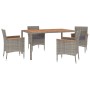Set comedor de jardín 5 piezas con cojines ratán sintético gris de , Conjuntos de jardín - Ref: Foro24-3187366, Precio: 451,5...