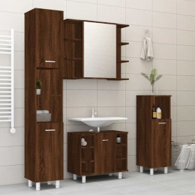 Set de muebles de baño 4 pzas madera contrachapada marrón roble de , Muebles de baño - Ref: Foro24-3187614, Precio: 241,89 €,...