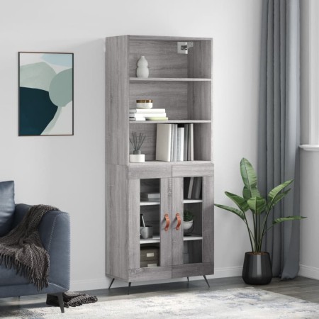 Aparador alto madera contrachapada gris sonoma 69,5x34x180 cm de , Aparadores - Ref: Foro24-3189291, Precio: 140,66 €, Descue...