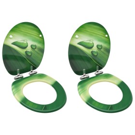 Asiento WC tapa cierre suave 2 uds MDF verde diseño gota agua de , Asientos de inodoros y bidés - Ref: Foro24-3056413, Precio...