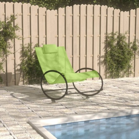 Tumbona con almohada acero y textilene verde de , Tumbonas - Ref: Foro24-317586, Precio: 75,35 €, Descuento: %
