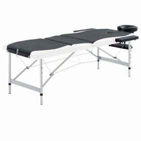 Camilla de masaje plegable 3 zonas aluminio negro y blanco de , Mesas de masaje - Ref: Foro24-110236, Precio: 157,23 €, Descu...