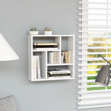 Estantería pared contrachapada blanco brillante 45,1x16x45,1 cm de , Estantes y estanterías - Ref: Foro24-802954, Precio: 39,...