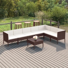 Set muebles de jardín 8 pzas y cojines ratán sintético marrón de , Conjuntos de jardín - Ref: Foro24-3094427, Precio: 688,90 ...