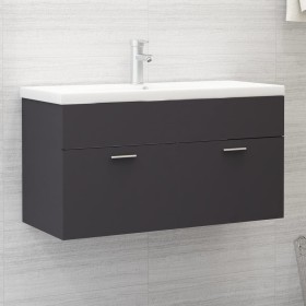 Armario para lavabo madera contrachapada gris 90x38,5x46 cm de , Muebles de baño - Ref: Foro24-804667, Precio: 48,81 €, Descu...
