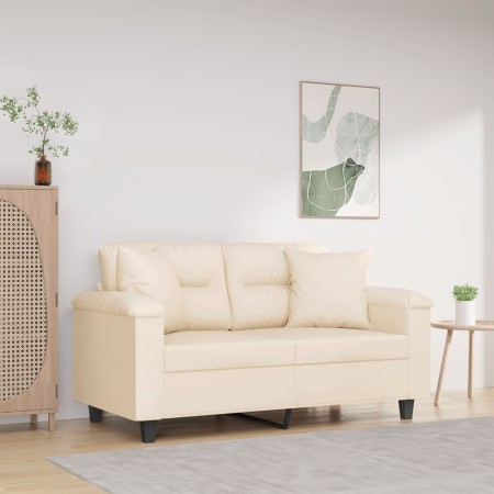Sofá de 2 plazas con cojines tela de microfibra beige 120 cm de , Sofás - Ref: Foro24-3200970, Precio: 267,57 €, Descuento: %