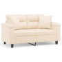 Sofá de 2 plazas con cojines tela de microfibra beige 120 cm de , Sofás - Ref: Foro24-3200970, Precio: 267,57 €, Descuento: %
