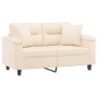 Sofá de 2 plazas con cojines tela de microfibra beige 120 cm de , Sofás - Ref: Foro24-3200970, Precio: 267,57 €, Descuento: %