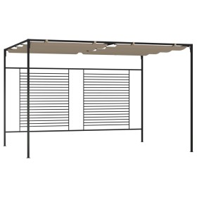 Cenador con techo retráctil gris taupe 3x4x2,3 m 180 g/m² de , Carpas y cenadores - Ref: Foro24-313624, Precio: 315,22 €, Des...