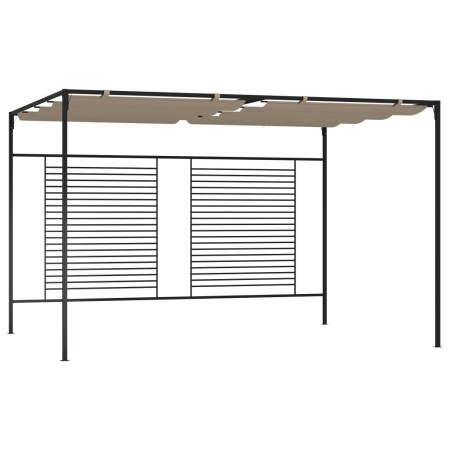 Cenador con techo retráctil gris taupe 3x4x2,3 m 180 g/m² de , Carpas y cenadores - Ref: Foro24-313624, Precio: 315,22 €, Des...
