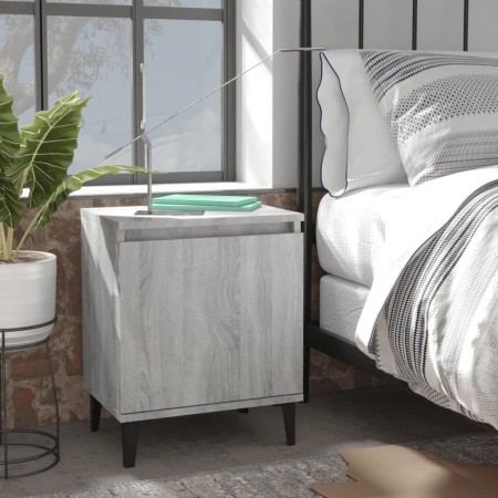 Mesitas de noche con patas de metal gris Sonoma 40x30x50 cm de , Mesitas de noche - Ref: Foro24-813119, Precio: 57,49 €, Desc...