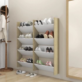 Zapateros de pared 4uds contrachapada blanco y roble 60x18x60cm de , Zapateros y organizadores de calzado - Ref: Foro24-80673...