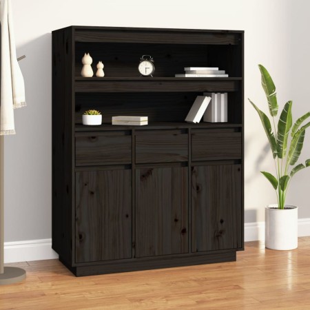 Aparador alto de madera maciza de pino negro 89x40x116,5 cm de , Aparadores - Ref: Foro24-818219, Precio: 208,23 €, Descuento: %
