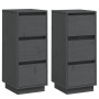 Aparador 2 uds madera maciza de pino gris 32x34x75 cm de , Aparadores - Ref: Foro24-813370, Precio: 101,88 €, Descuento: %