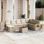 Set de sofás de jardín 9 pzas con cojines ratán sintético beige en Conjuntos de jardín | Comprar online en Foru.es