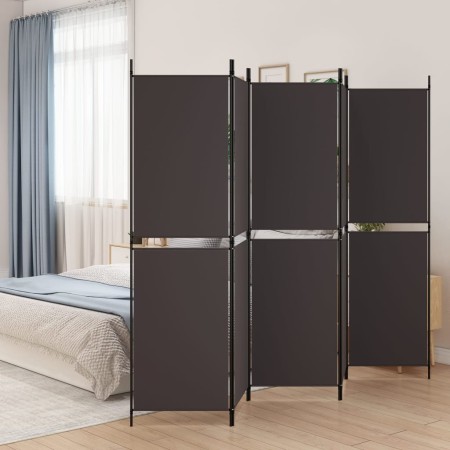 Biombo divisor de 5 paneles de tela marrón 250x180 cm de , Divisores de ambientes - Ref: Foro24-350219, Precio: 55,73 €, Desc...