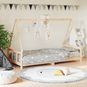 Estructura de cama para niños madera maciza de pino 90x200 cm de , Cunas y camas para niños - Ref: Foro24-834453, Precio: 123...