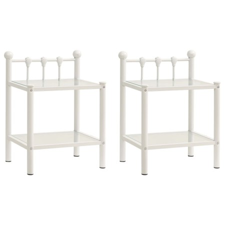 Mesitas de noche 2 unidades metal vidrio blanco y transparente de , Mesitas de noche - Ref: Foro24-325078, Precio: 83,48 €, D...