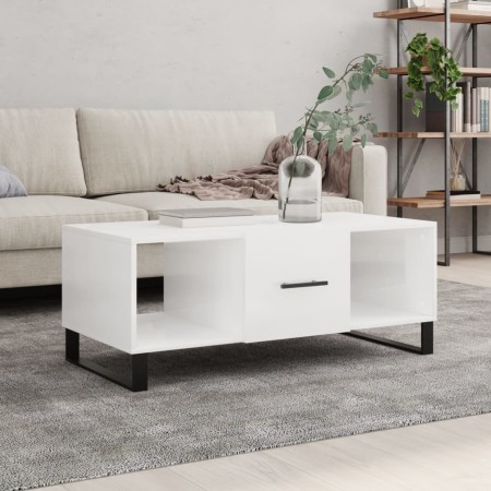 Mesa de centro madera contrachapada blanco brillo 102x50x40 cm de , Mesas de centro - Ref: Foro24-829326, Precio: 59,33 €, De...