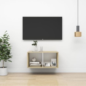 Mueble TV de pared madera contrachapada blanco roble 37x37x72cm de , Muebles TV - Ref: Foro24-805476, Precio: 41,79 €, Descue...