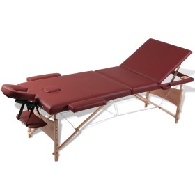 Mesa camilla de masaje de madera plegable de tres cuerpos rojos de , Mesas de masaje - Ref: Foro24-110080, Precio: 145,36 €, ...