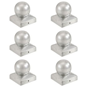 Tapas para postes 6 uds metal galvanizado globo final 71x71 mm de , Accesorios para rejas y vallas - Ref: Foro24-145497, Prec...