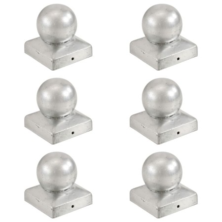 Tapas para postes 6 uds metal galvanizado globo final 71x71 mm de , Accesorios para rejas y vallas - Ref: Foro24-145497, Prec...