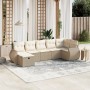 Set sofás de jardín 7 piezas y cojines ratán sintético beige en Conjuntos de jardín | Comprar online en Foru.es