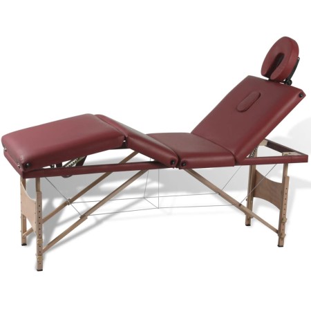 Mesa camilla de masaje de madera plegable de cuatro cuerpos rojos de , Mesas de masaje - Ref: Foro24-110094, Precio: 169,19 €...