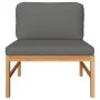 Sofá central de madera maciza de teca con cojines gris oscuro by vidaXL, Modular outdoor sofas - Ref: Foro24-316112, Price: 1...