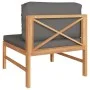 Sofá central de madera maciza de teca con cojines gris oscuro by vidaXL, Modular outdoor sofas - Ref: Foro24-316112, Price: 1...