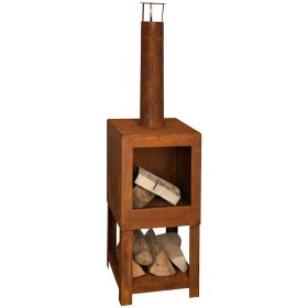 Esschert Design Chimenea exterior con sitio para leña oxidada FF298 de , Chimeneas - Ref: Foro24-421282, Precio: 185,60 €, De...