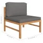 Sofá central de madera maciza de teca con cojines gris oscuro by vidaXL, Modular outdoor sofas - Ref: Foro24-316112, Price: 1...