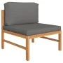 Set de muebles de jardín 2 pzas madera teca cojines gris oscuro de vidaXL, Sofás modulares de exterior - Ref: Foro24-316117, ...