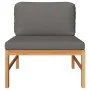 Set de muebles de jardín 2 pzas madera teca cojines gris oscuro de vidaXL, Sofás modulares de exterior - Ref: Foro24-316117, ...