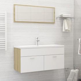 Set de muebles de baño madera ingeniería blanco y roble Sonoma de , Muebles de baño - Ref: Foro24-3071347, Precio: 345,33 €, ...