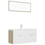 Set de muebles de baño madera ingeniería blanco y roble Sonoma de , Muebles de baño - Ref: Foro24-3071347, Precio: 345,33 €, ...
