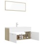 Set de muebles de baño madera ingeniería blanco y roble Sonoma de , Muebles de baño - Ref: Foro24-3071347, Precio: 345,33 €, ...