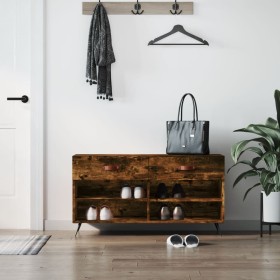Banco zapatero madera de ingeniería roble ahumado 102x35x55 cm de , Zapateros y organizadores de calzado - Ref: Foro24-829713...