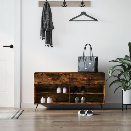 Banco zapatero madera de ingeniería roble ahumado 102x35x55 cm de , Zapateros y organizadores de calzado - Ref: Foro24-829713...