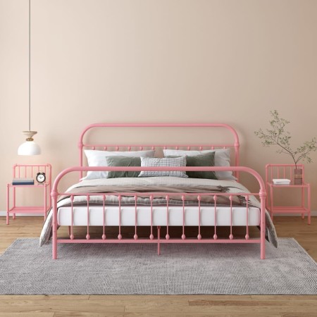 Mesitas de noche 2 unidades metal y vidrio rosa y transparente de , Mesitas de noche - Ref: Foro24-325103, Precio: 64,49 €, D...