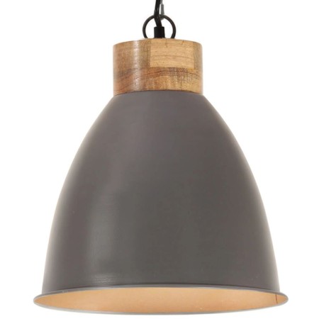 Lámpara colgante industrial hierro gris y madera 35 cm E27 de , Lámparas - Ref: Foro24-320887, Precio: 58,20 €, Descuento: %