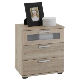 FMD Mesita de noche con 3 cajones color roble de , Mesitas de noche - Ref: Foro24-428733, Precio: 141,33 €, Descuento: %