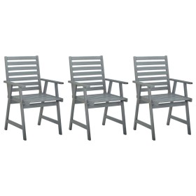 Sillas de comedor de jardín 3 uds madera maciza de acacia gris de , Sillas de jardín - Ref: Foro24-312416, Precio: 255,78 €, ...