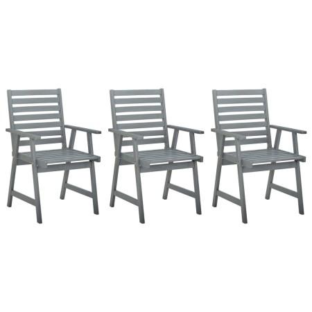Sillas de comedor de jardín 3 uds madera maciza de acacia gris de , Sillas de jardín - Ref: Foro24-312416, Precio: 255,78 €, ...