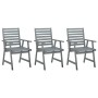 Sillas de comedor de jardín 3 uds madera maciza de acacia gris de , Sillas de jardín - Ref: Foro24-312416, Precio: 255,78 €, ...