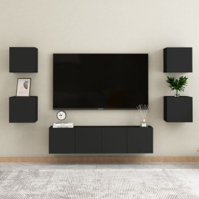 Set de muebles de salón TV 6 pzas madera de ingeniería negro de , Muebles TV - Ref: Foro24-3078765, Precio: 160,72 €, Descuen...