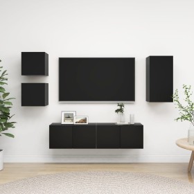 Set de muebles de TV 5 piezas madera contrachapada negro de , Muebles TV - Ref: Foro24-3078800, Precio: 138,59 €, Descuento: %